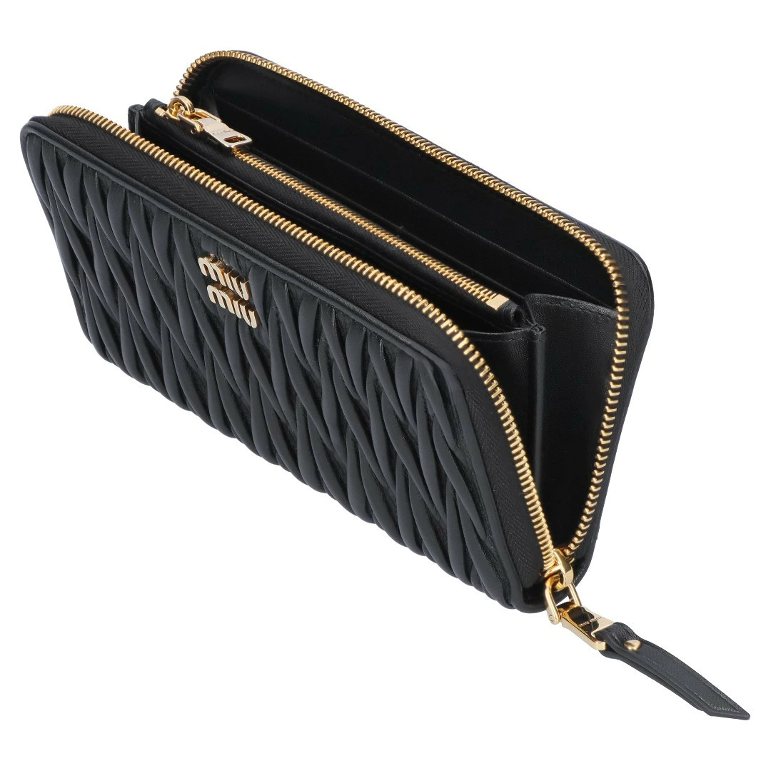 ミュウミュウ MIUMIU 長財布 ラウンド財布 MATELASSE マトラッセ マテラッセ 5ML506 AFPP F0002 NERO ラージ ナッパレザー ウォレット