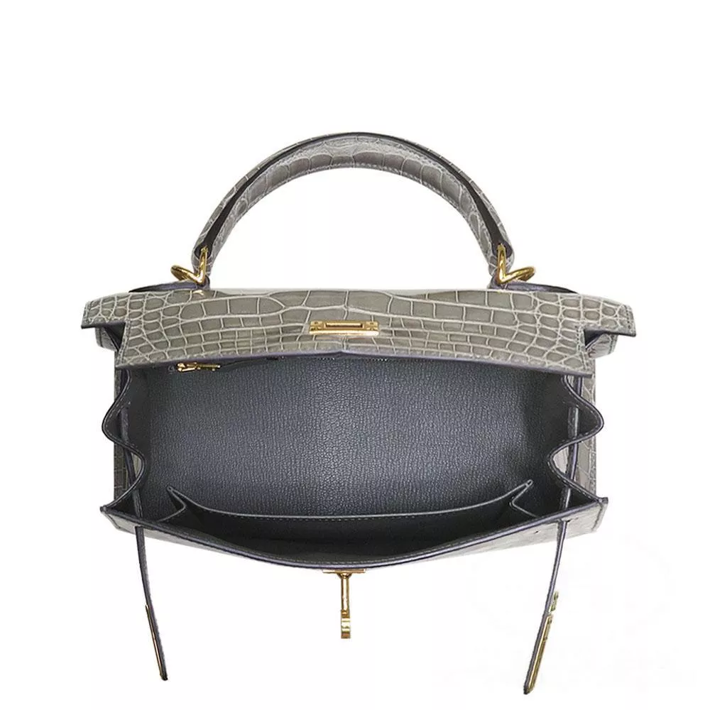 【HERMES】エルメス ケリー 25cm クロコダイル ゴールド金具-BRAND OFF