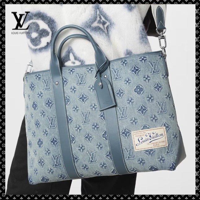 Louis Vuitton バッグ《Weekend》ブルー レザー ロゴ 直営店 M22537-BRAND OFF
