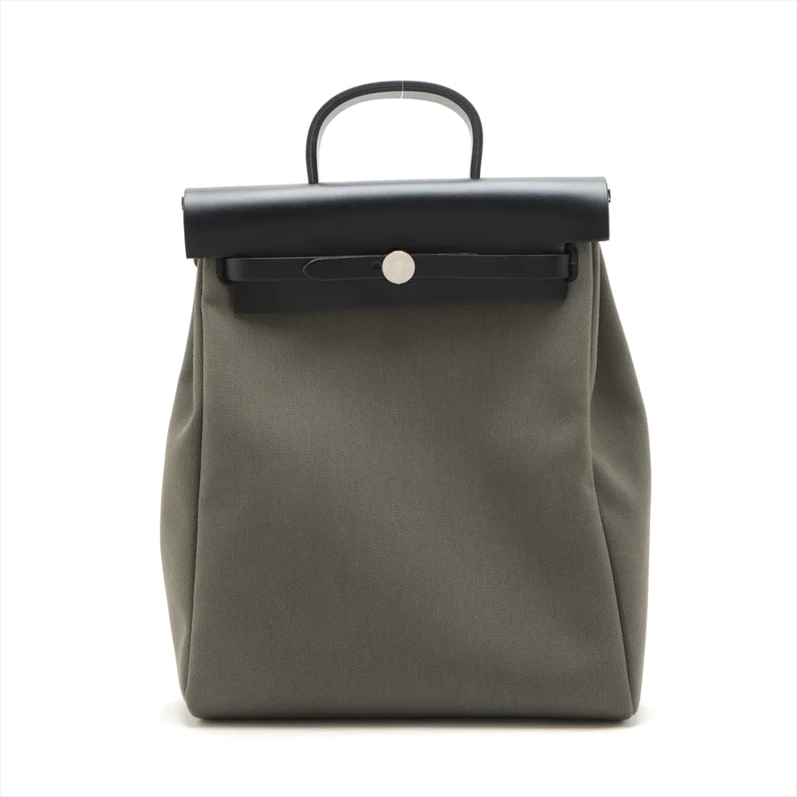 HERMES エルメス エールバッグジップPM トワルミリタリー カーキ シルバー金具-BRAND OFF