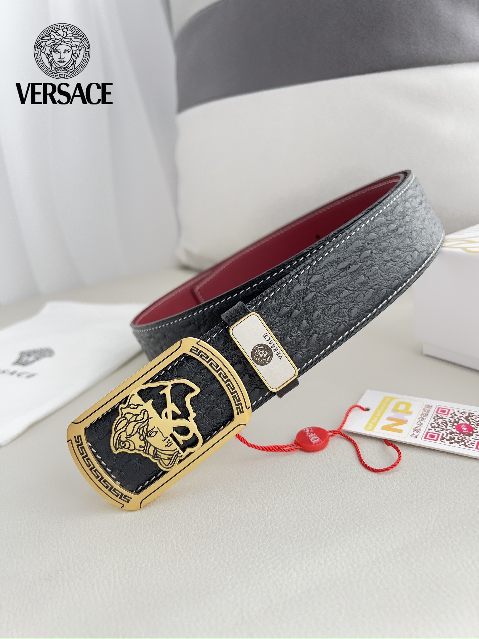 【VERSACE】(ヴェルサーチ) 3.8cmベルト メンズ-BRAND OFF