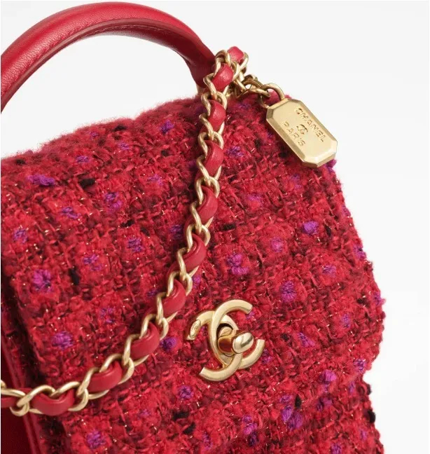 ツイードがかわいい★ 【CHANEL】ハンドルツイードバック-BRAND OFF