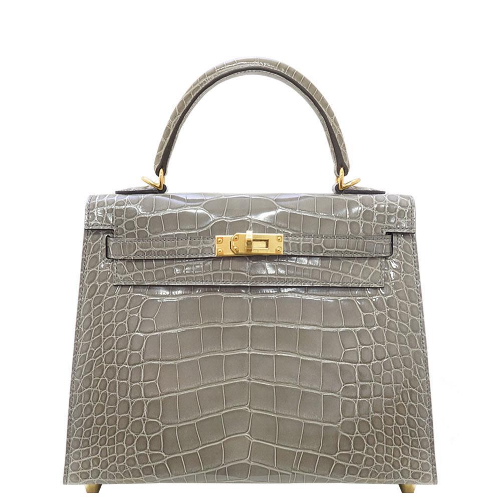 【HERMES】エルメス ケリー 25cm クロコダイル ゴールド金具-BRAND OFF