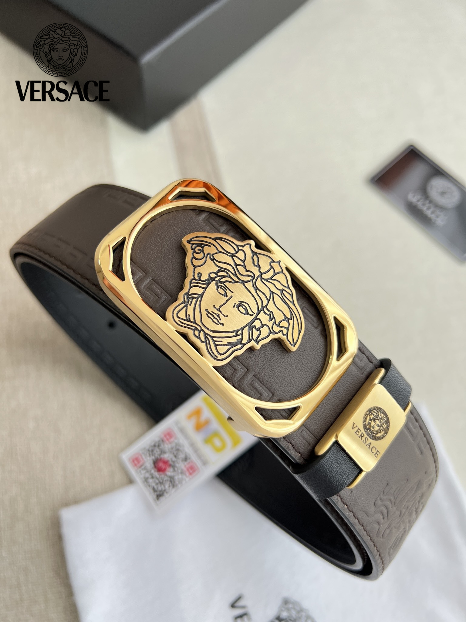 【VERSACE】(ヴェルサーチ) 3.8cmベルト メンズ-BRAND OFF