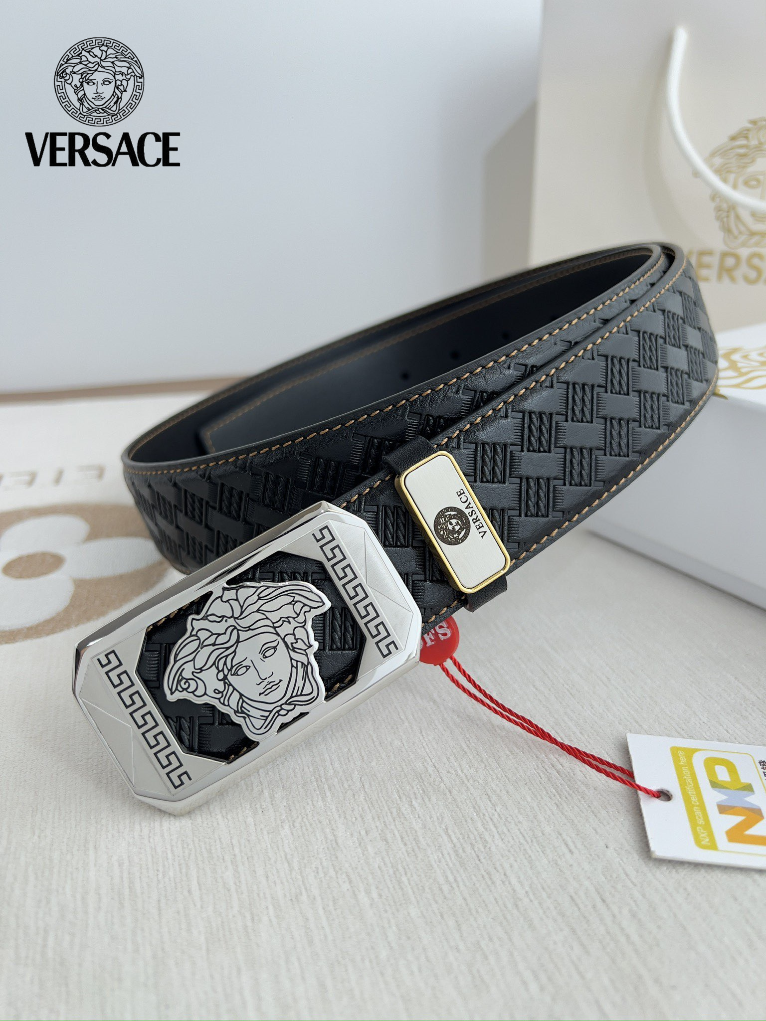 【VERSACE】(ヴェルサーチ) 3.8cmベルト メンズ-BRAND OFF