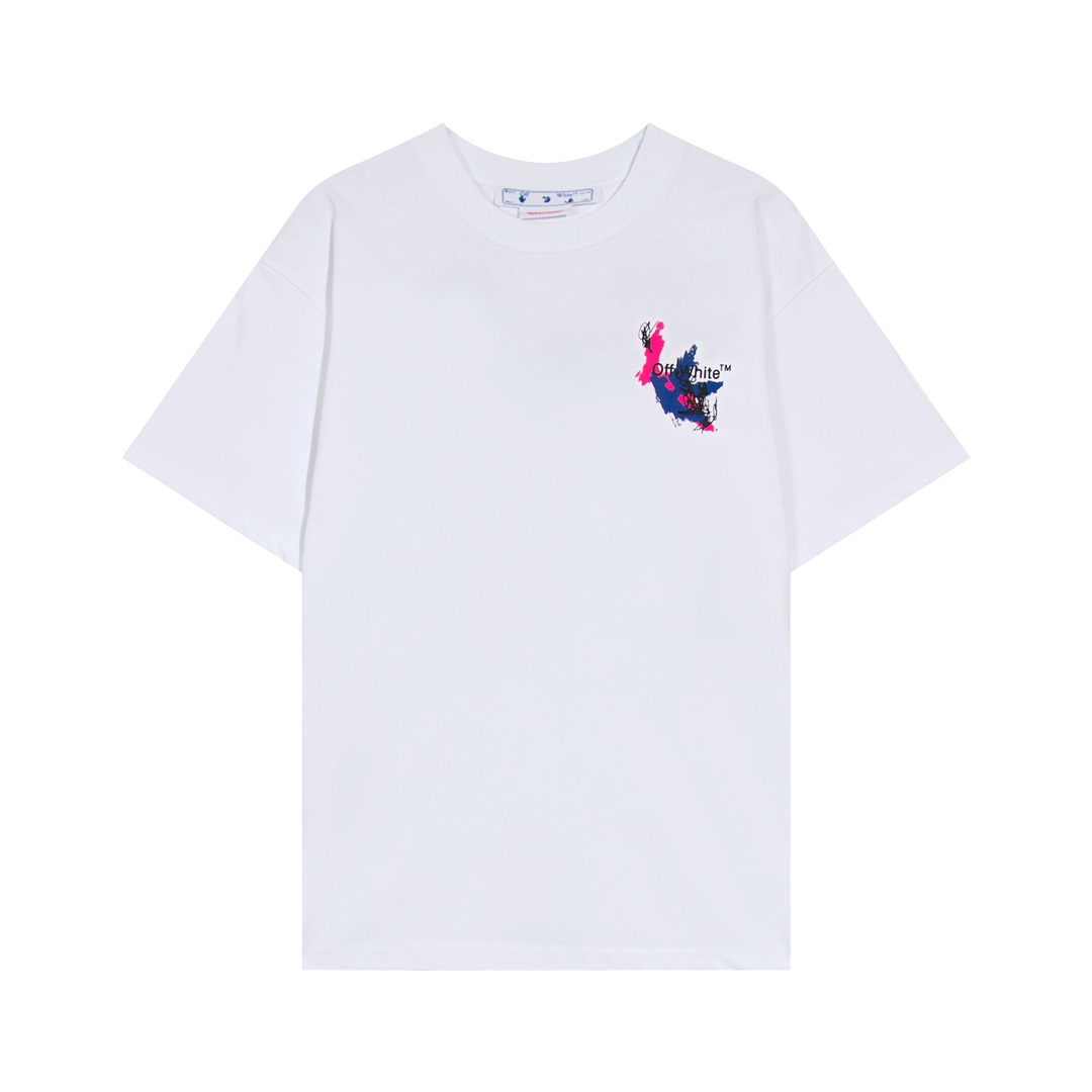 【2026】Off-White(オフホワイト)  半袖シャツ　Tシャツ 落書き矢じり　油絵 100％純綿生地　　快適　通気性が良い　シンプルの風格　かっこいい　白　黒　男女兼用-BRAND OFF