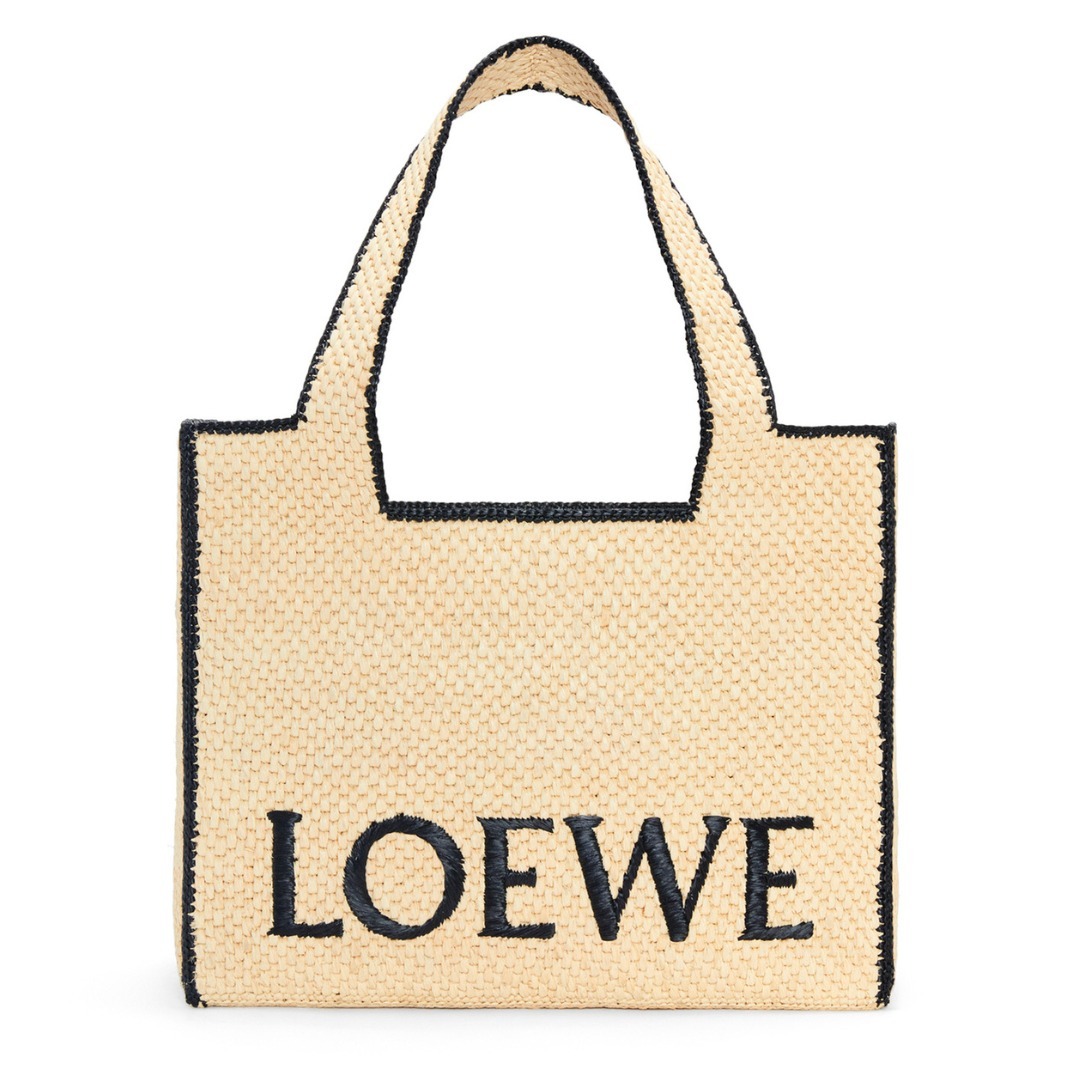 【話題】LOEWE◆ラフィア ラージ フォントトート レザーポケット