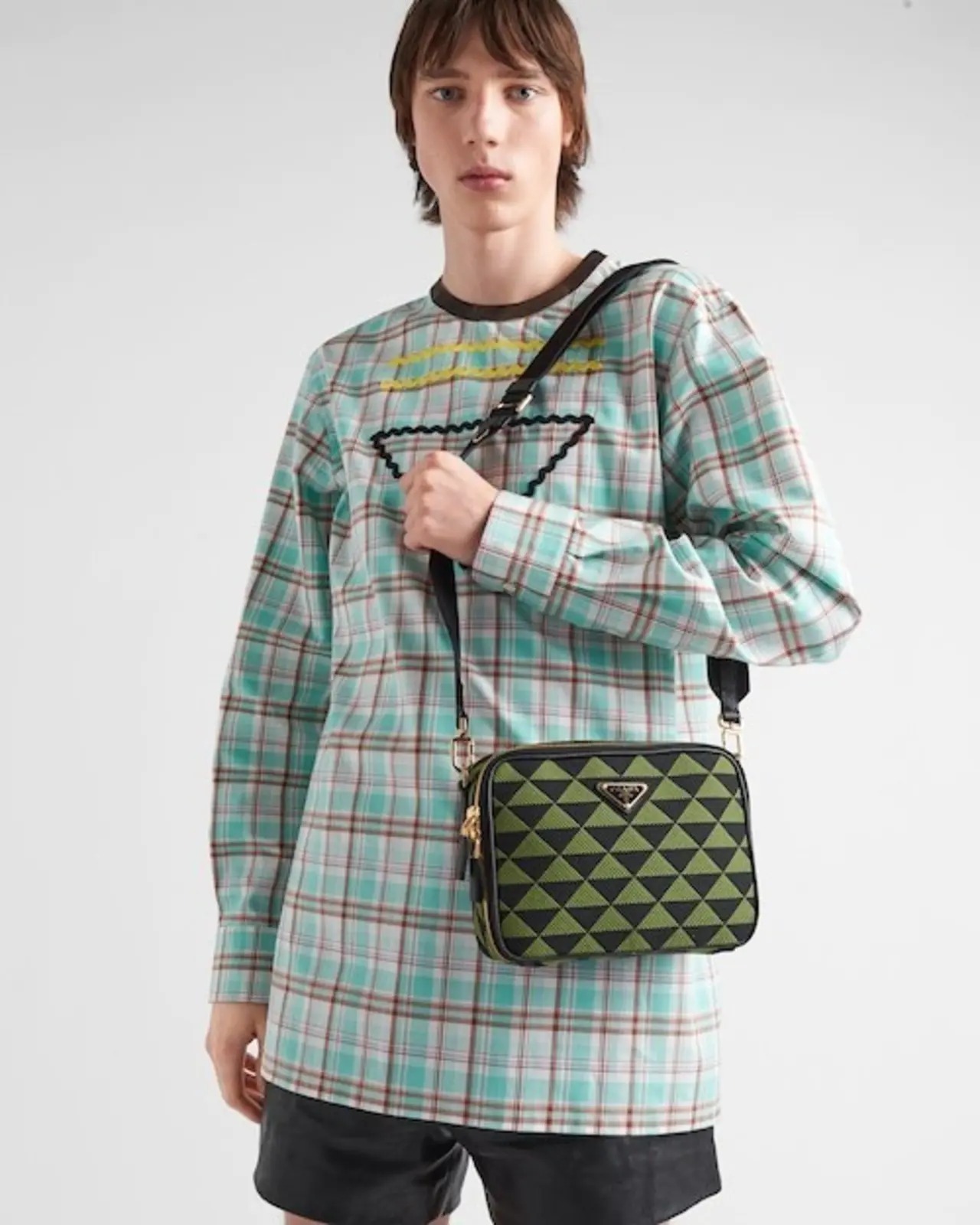 ★PRADA直営店★エンブロイダリー ファブリックバッグ