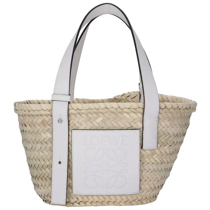 [バーゲンセール開催中!]人気大好評!LOEWE ロエベ 327.02.S93 BASKET SMALL BAG ラフィア×レザー カゴバッグ かご バスケット トート 鞄 8100/YELLOW/TAN/ WHITE レディース