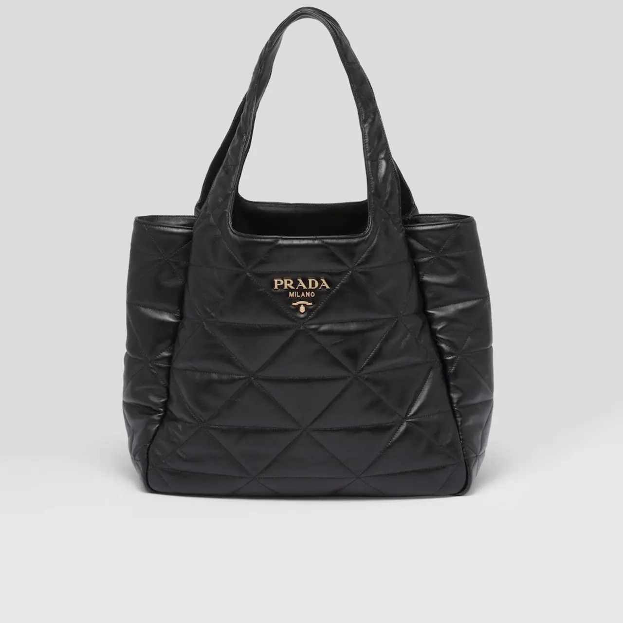 ★PRADA直営店★トップステッチ ラージ レザー トートバッグ