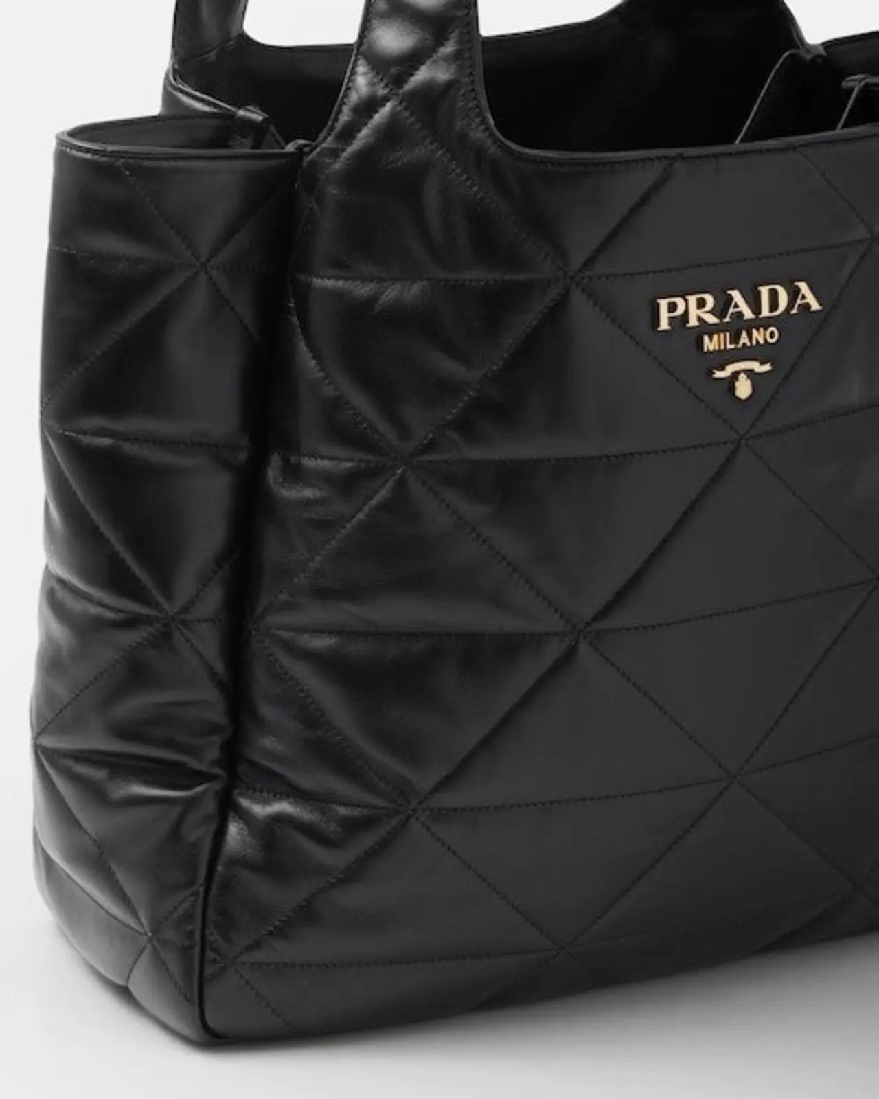 ★PRADA直営店★トップステッチ ラージ レザー トートバッグ