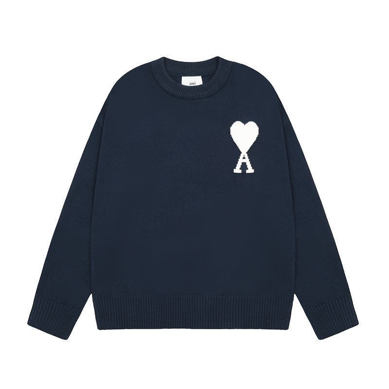 【AMI PARIS】 アミ パリス Intarsia Sweater ハートロゴ ニット ロゴ セーター オーバーサイズ