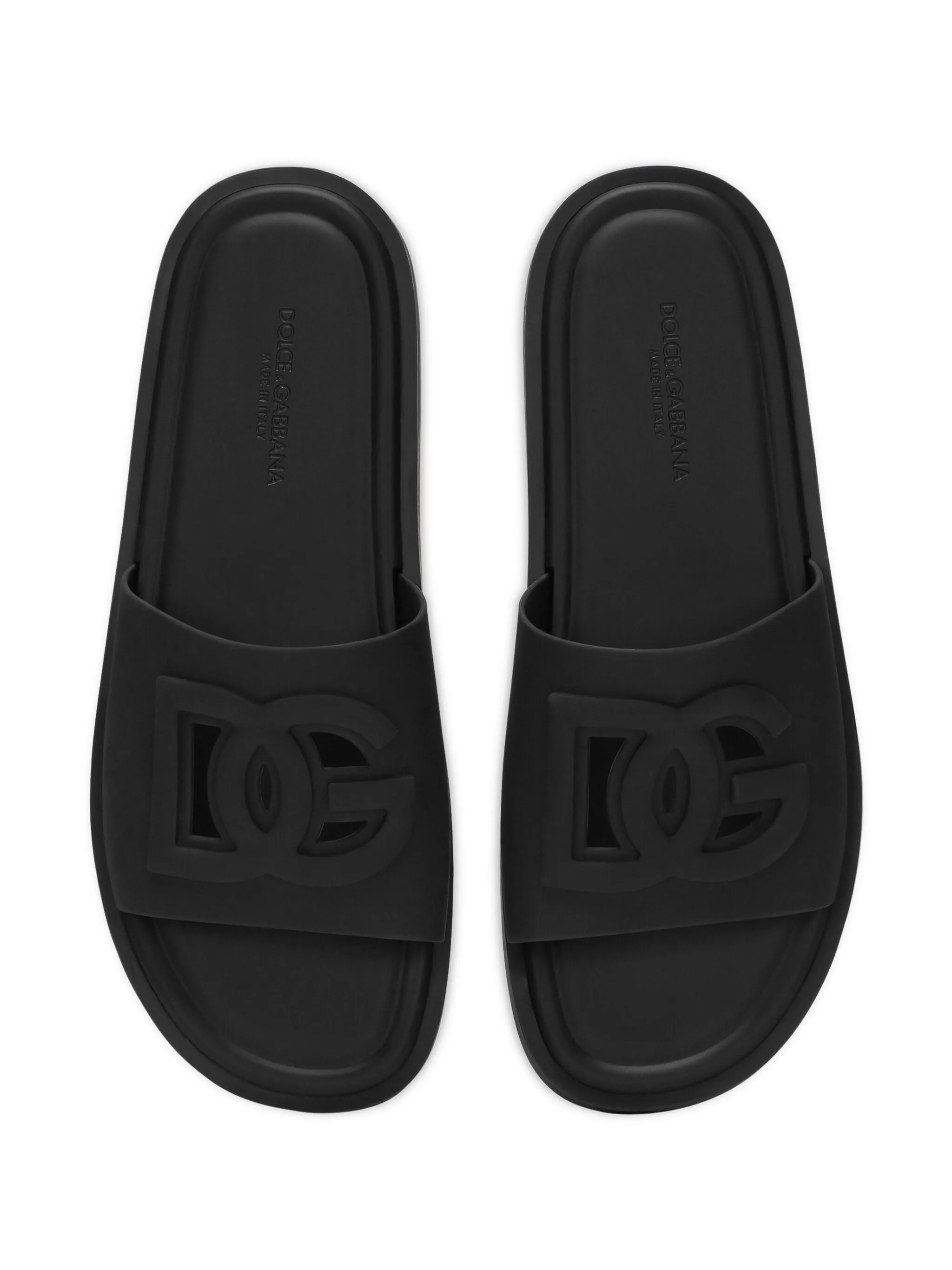 DOLCE&GABBANA 新作 スライドサンダル DG ロゴ 本革レザー 黒