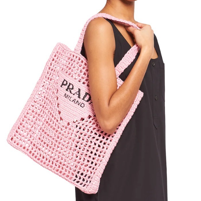 【PRADA】Raffia tote bag ロゴ ラフィア トートバッグ 2022SS新作
