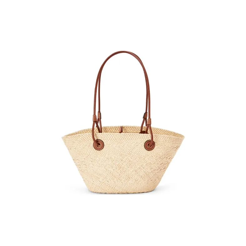 Loewe羅意威Anagram Basket刺繍エンブレム草編みショッピングバッグ