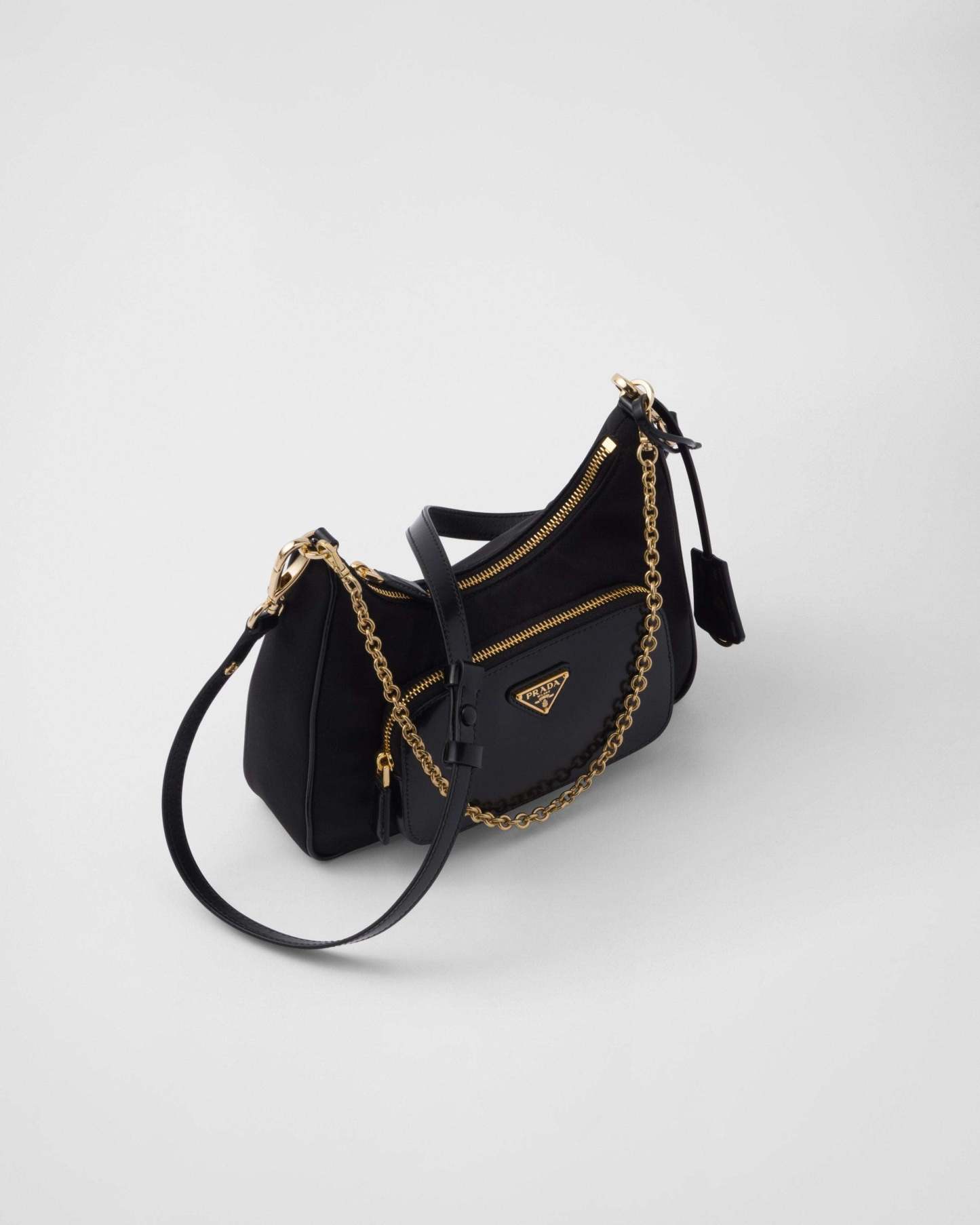 Re-Nylon xブラッシュドレザー ミニバッグ