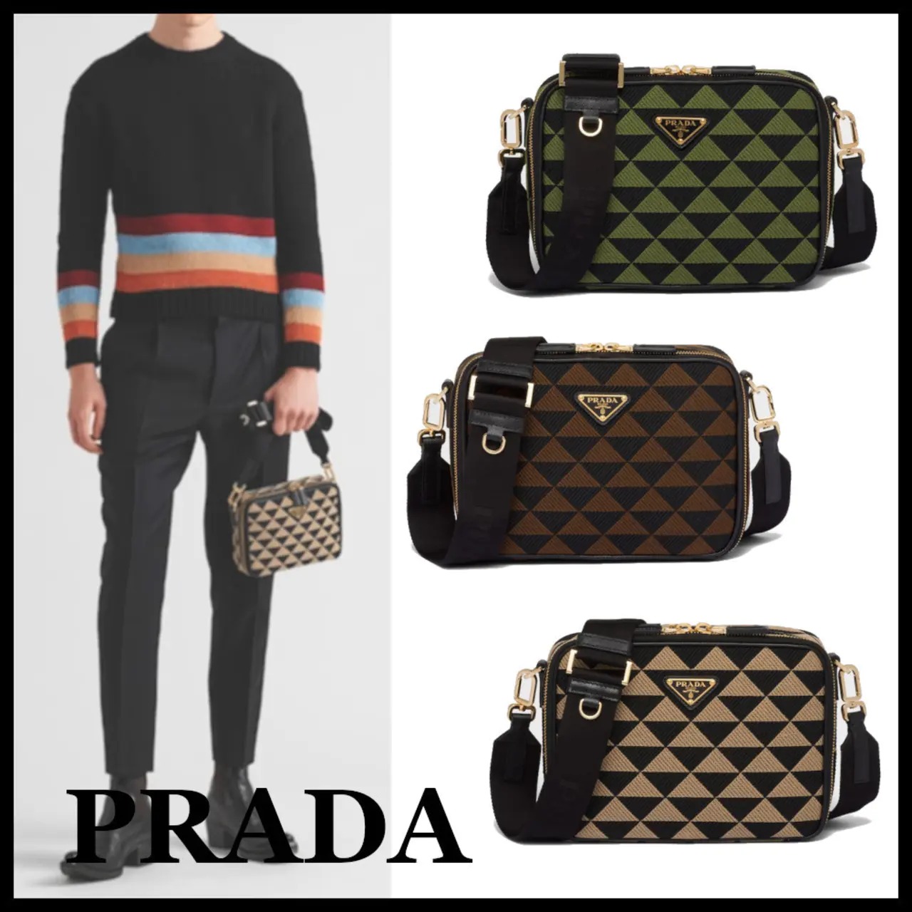 ★PRADA直営店★エンブロイダリー ファブリックバッグ