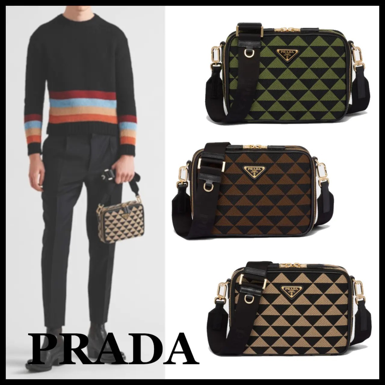 ★PRADA直営店★エンブロイダリー ファブリックバッグ
