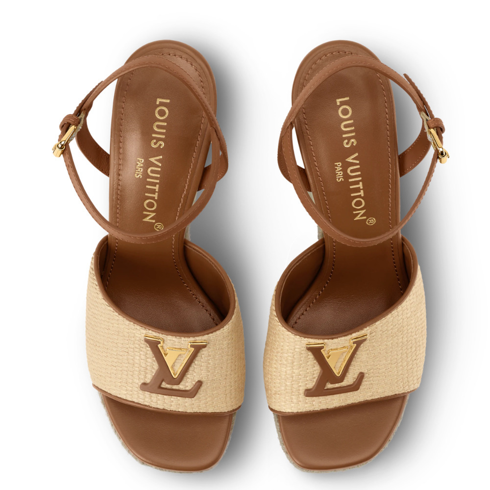 脚長 美脚 安定感 ◆ LV ラフィア ウェッジ エスパドリーユ