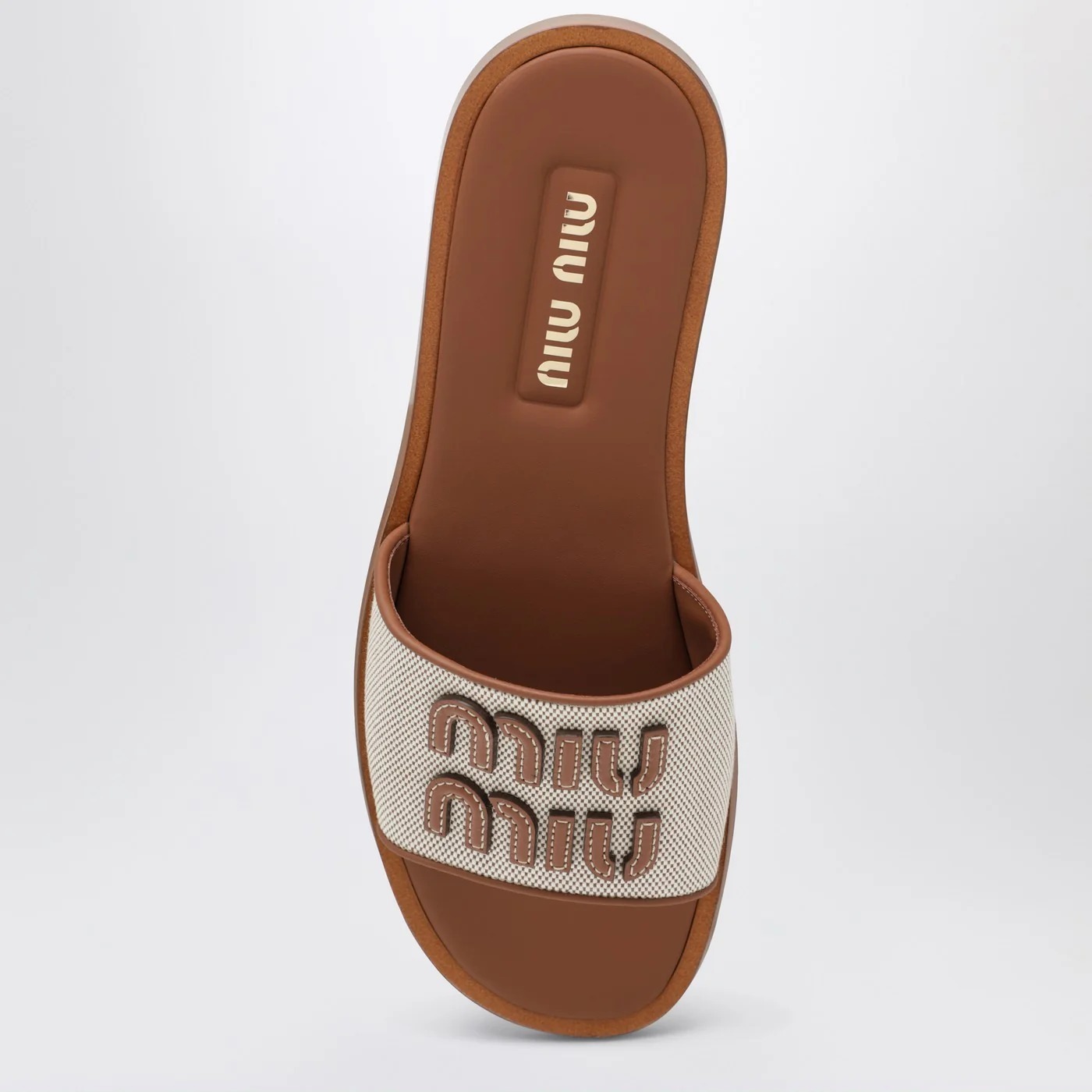 Miu Miu★キャンバスxレザー スライドサンダル