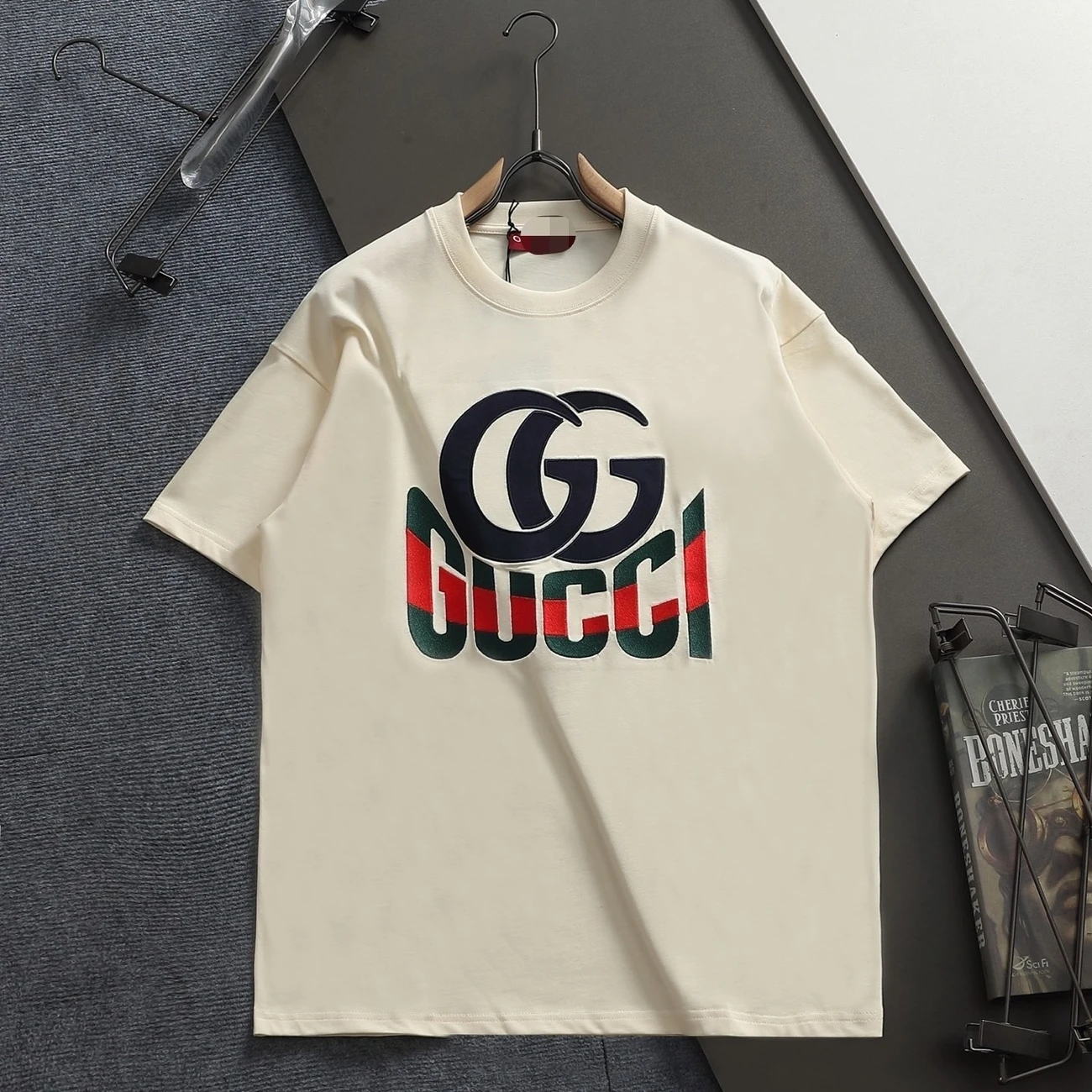 『XS-L』サマークラシック クルーネック 刺繍入り 半袖Tシャツ カジュアル