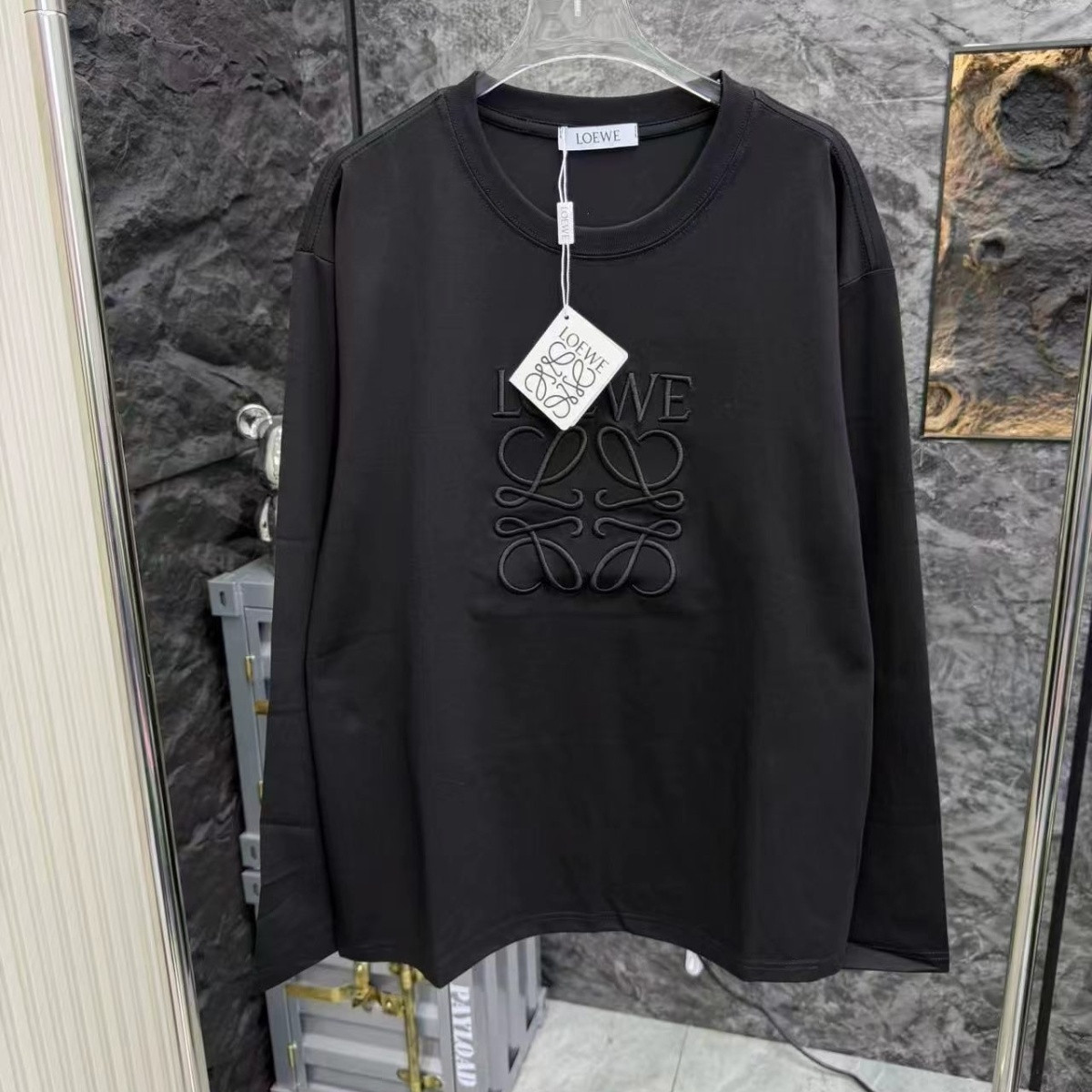 『S-2XL』クルーネック長袖カジュアルシャツ ユニセックス