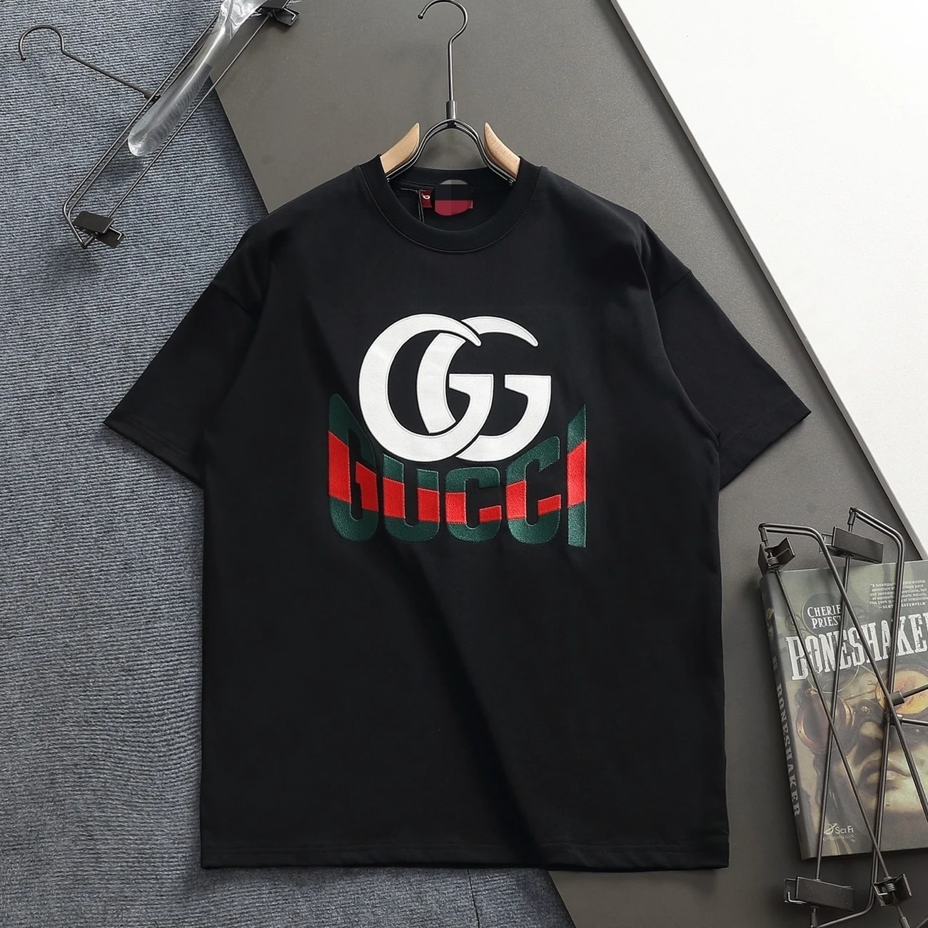 『XS-L』サマークラシック クルーネック 刺繍入り 半袖Tシャツ カジュアル
