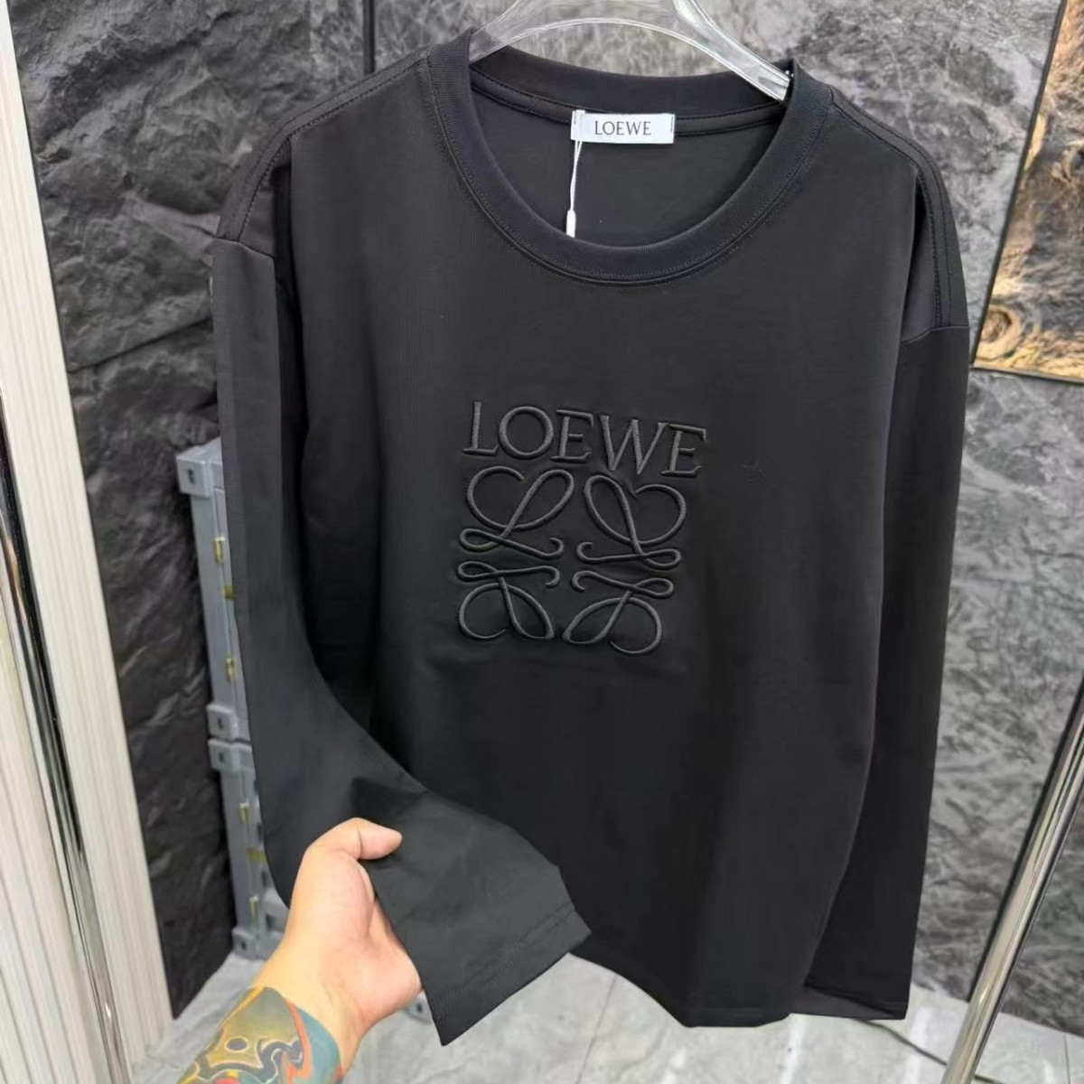 『S-2XL』クルーネック長袖カジュアルシャツ ユニセックス