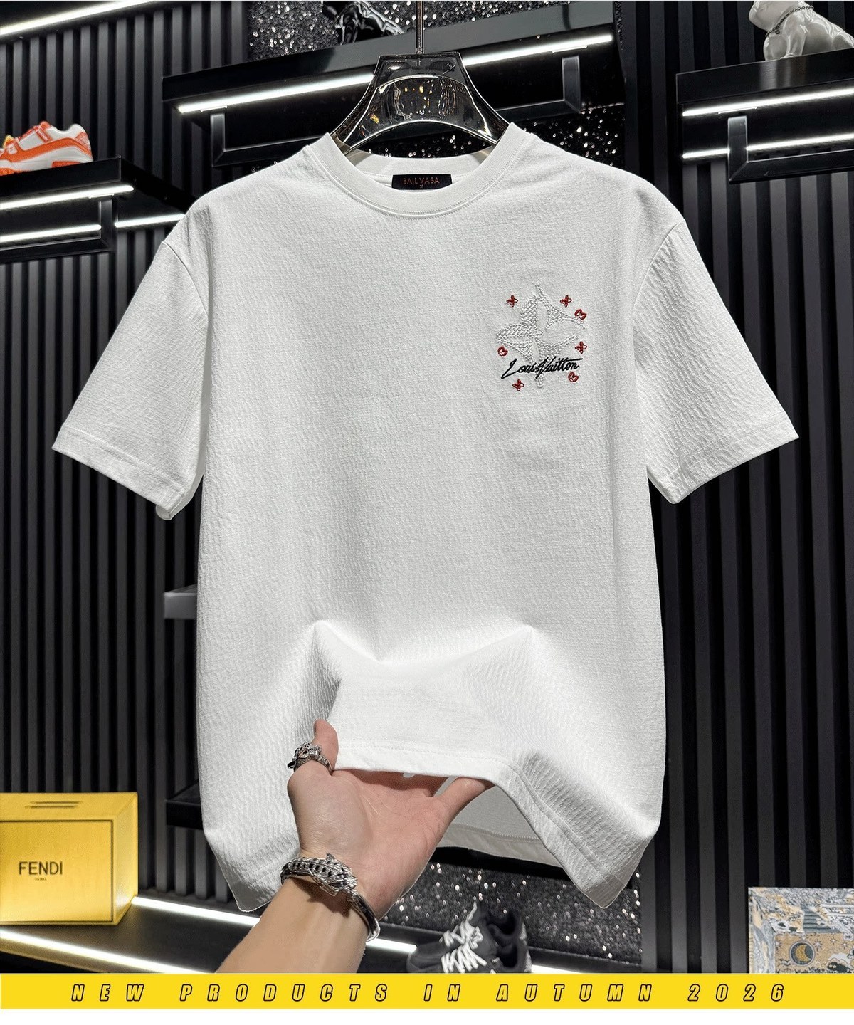 『M-3XL』メンズ刺繍入り半袖Tシャツ、通気性のあるハーフスリーブ
