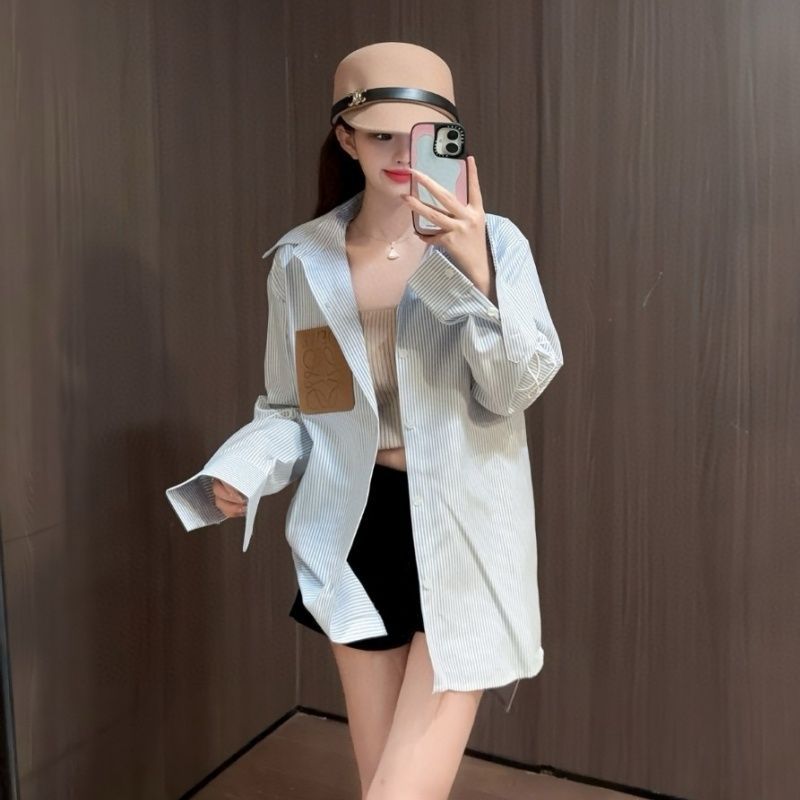 【S-L】秋の新作、ゆったりとしたストライプ柄シャツジャケット