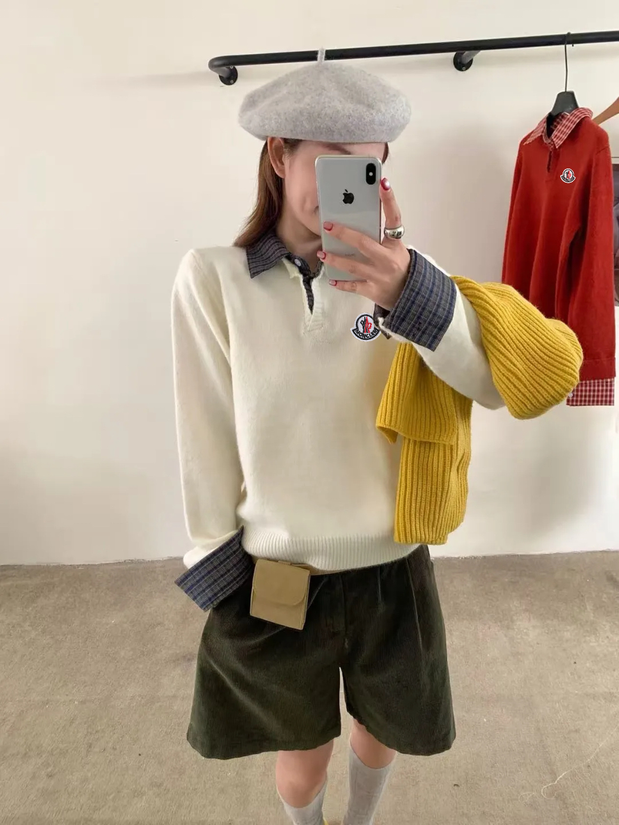 『S-L』新作冬限定版刺繍入りフェイクツーピースカラーセーター