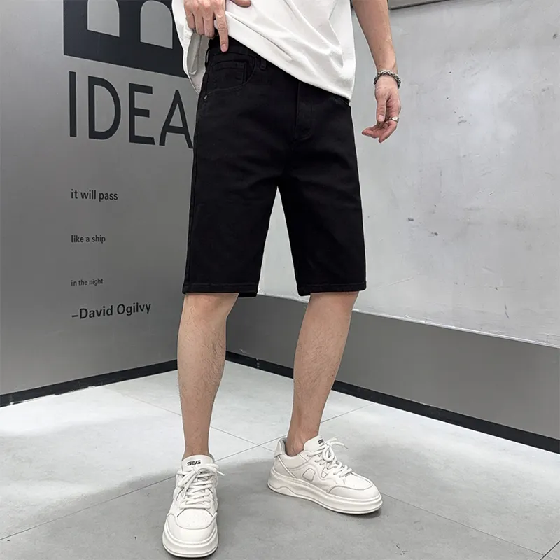 『S-2XL』綿ストレッチデニム クラシック 夏 ウォッシュ メンズ クロップド ストレート ジーンズ