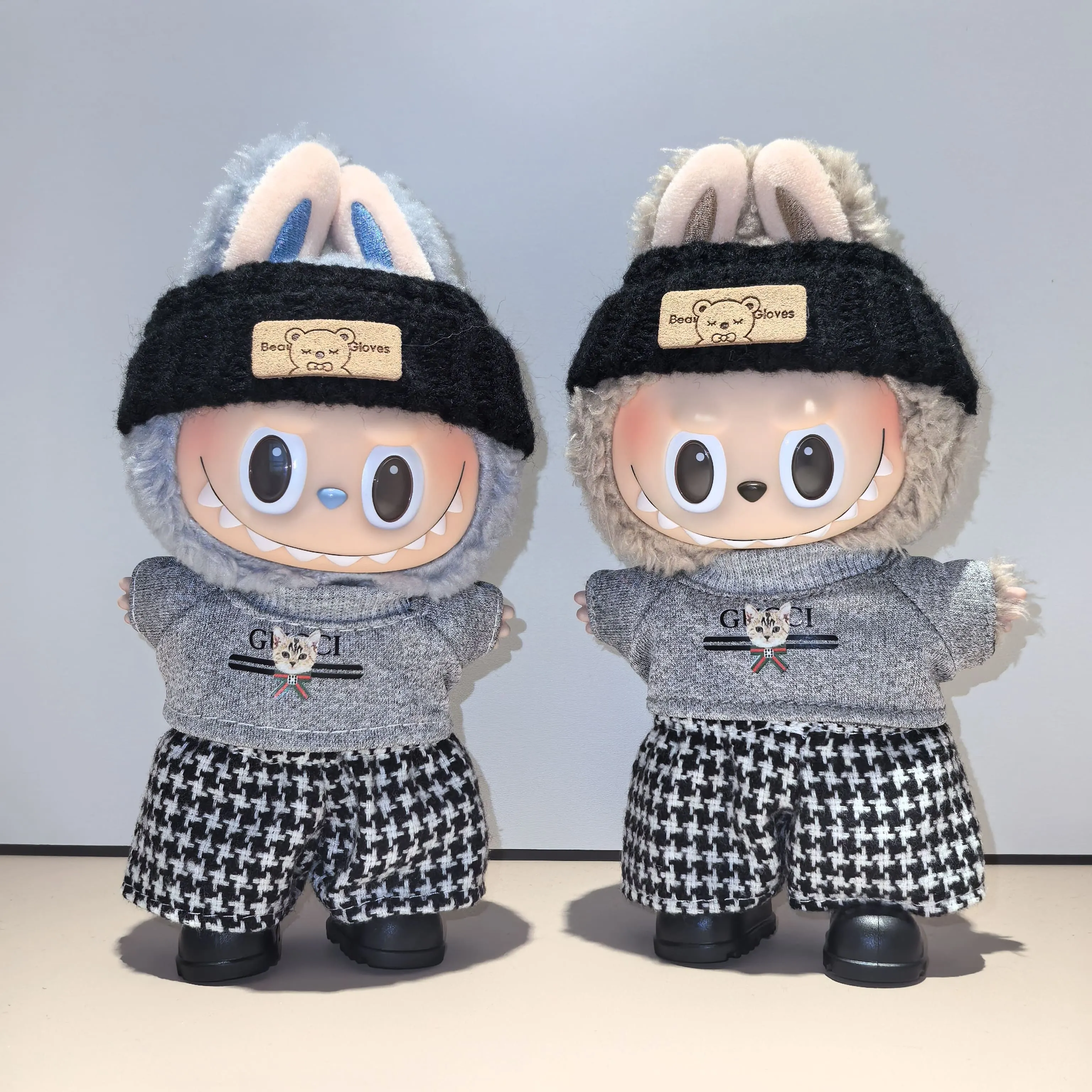 憧れ 激売れ中 人気上昇中 ファッション ストリート チェック柄 labubuぬいぐるみペンダント服 人形を含まない