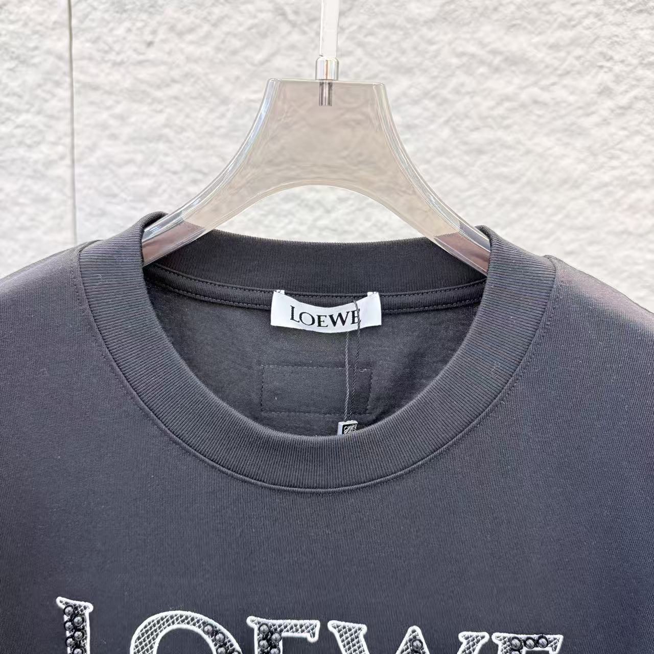 『S-2XL』春夏新作：刺繍とビーズ装飾を施したクルーネック半袖Tシャツ
