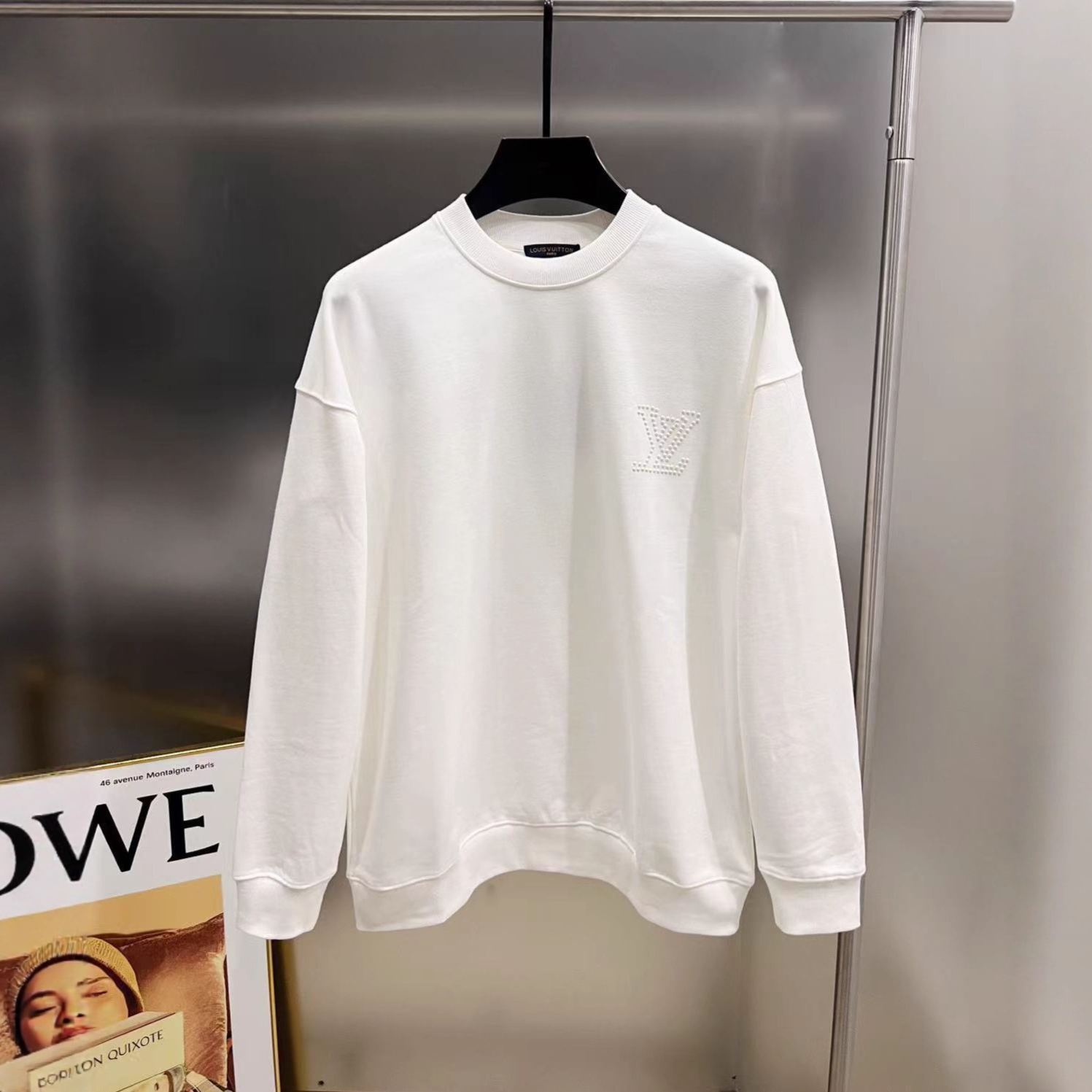 『S-2XL』新作刺繍入りクルーネックカジュアルスウェットシャツ、ユニセックス