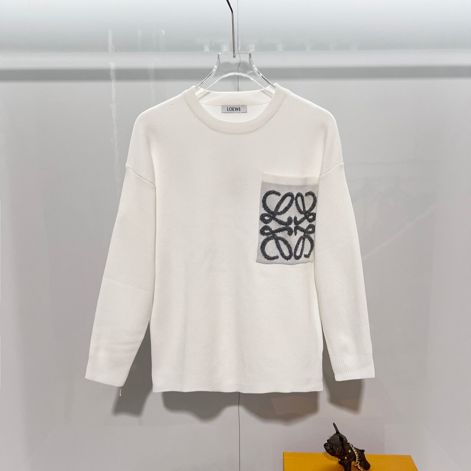 『S-XL』刺繍入りクルーネックプルオーバー長袖セーターウールセーター