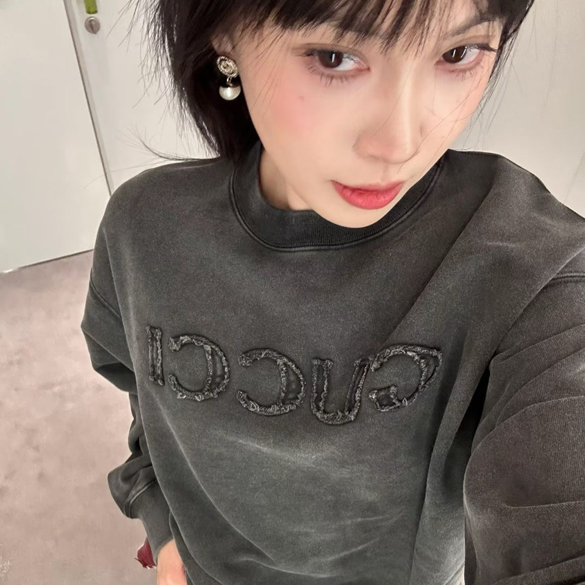 『S-XL』秋冬向けダメージ加工ニットスウェットシャツ