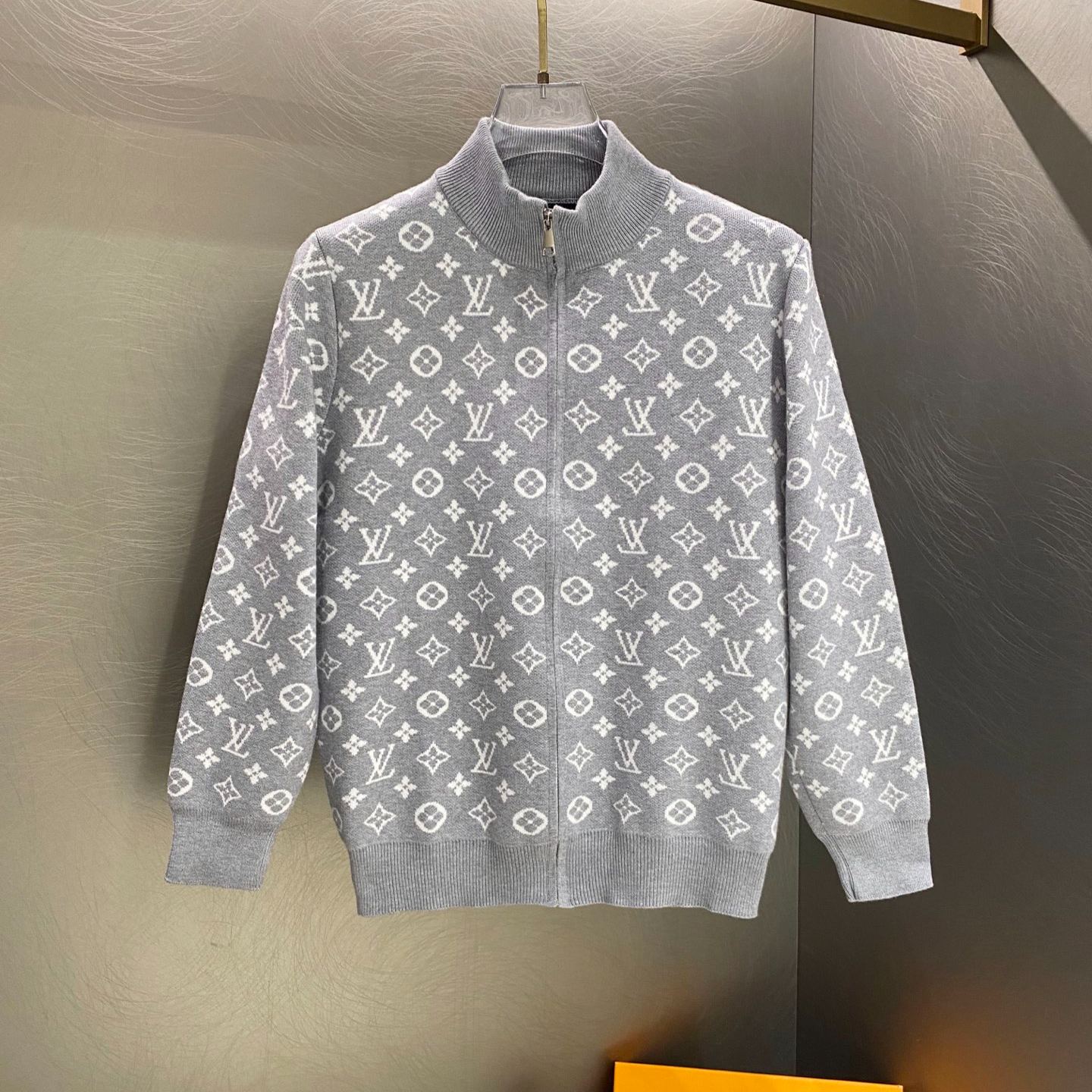 『M-XL』毎日コーデに活躍 フード付き総柄ニット開襟アウター