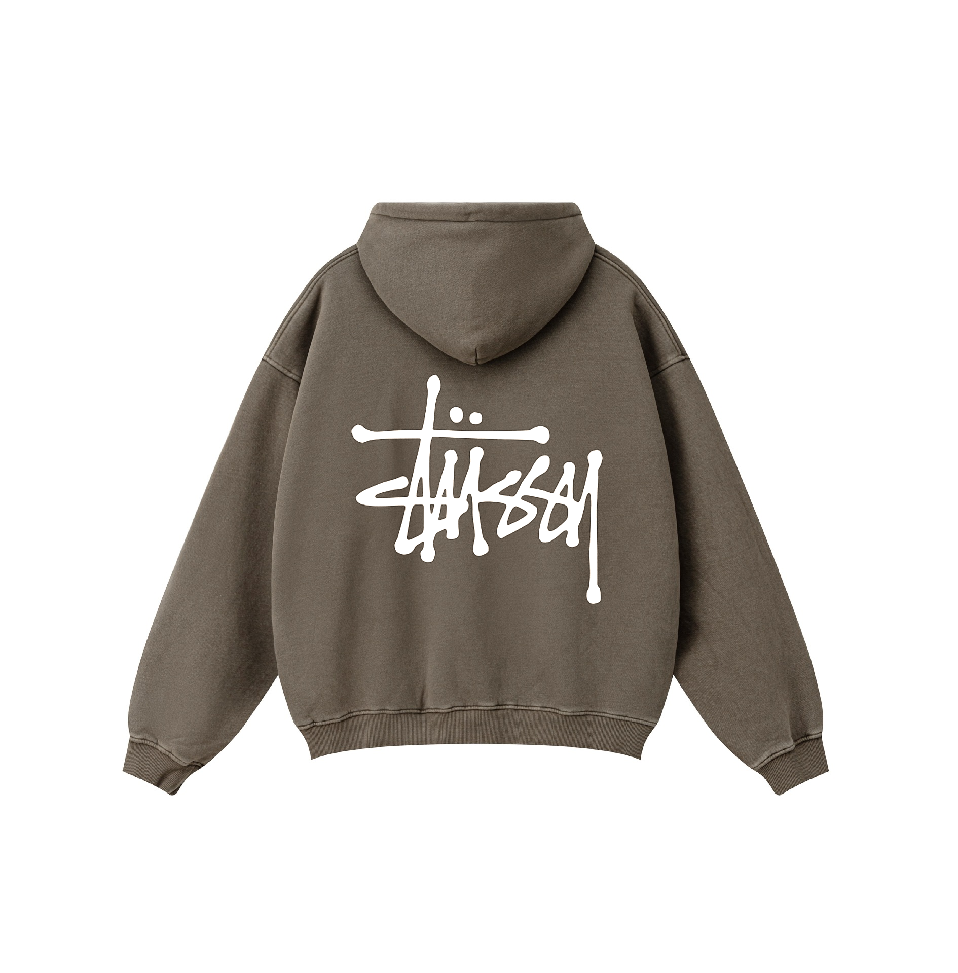 STUSSY ウォッシュド ダメージ ベルベット パーカー ブラウン