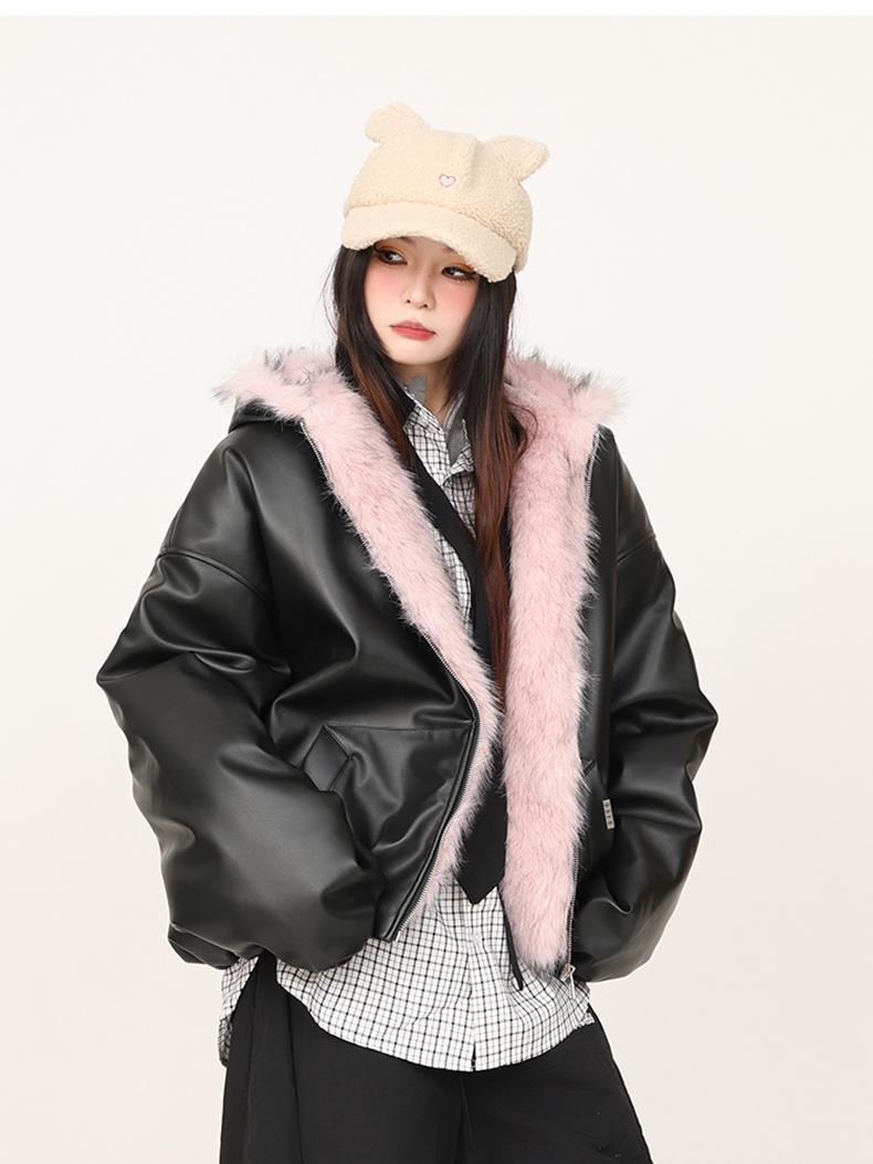 ☆STUSSY☆2024冬新作発売＊ピンク/マウンテンカービングレザージャケット