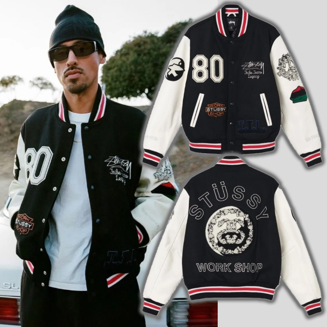 Stussy x デニム ティアーズ x アワー レガシー TTL バーシティ ジャケット