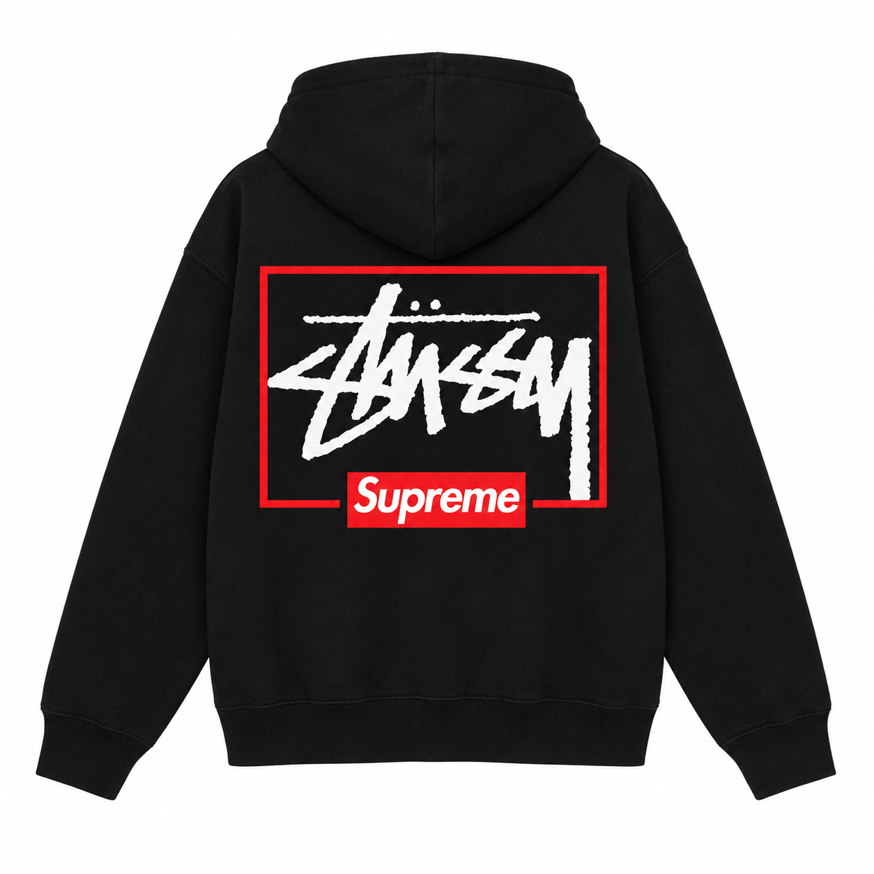 Supreme × Stussy レッドフレーム バックプリントパーカー