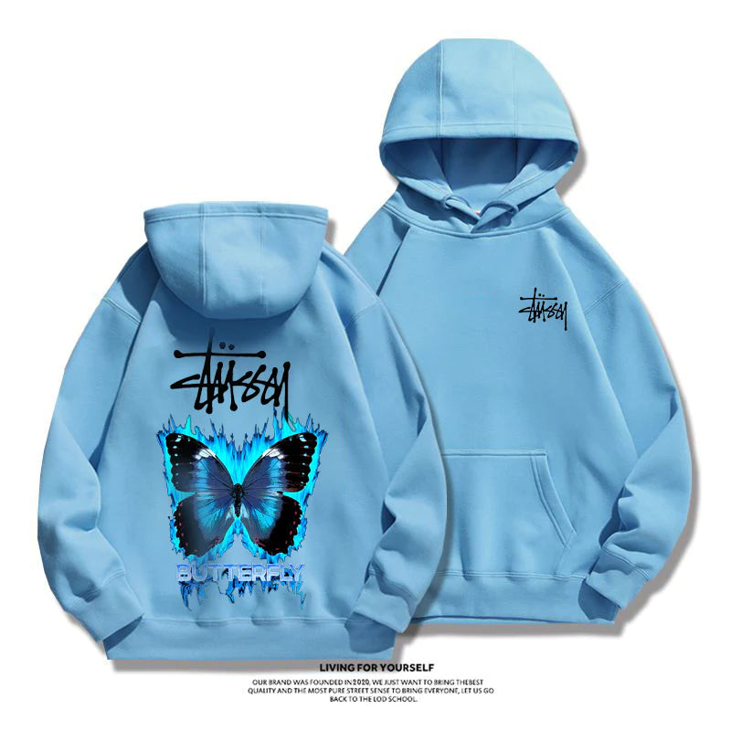 STUSSY purple butterfly hoodie