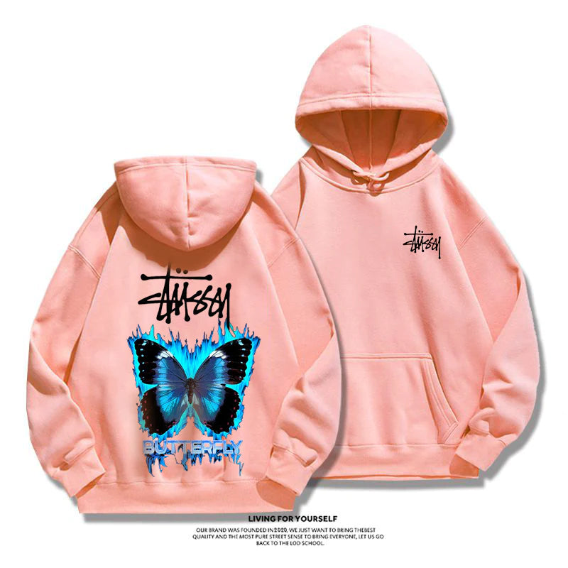 STUSSY purple butterfly hoodie
