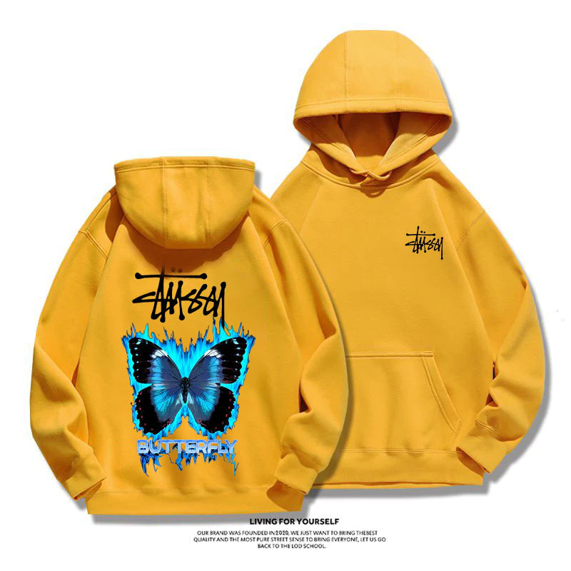 STUSSY purple butterfly hoodie