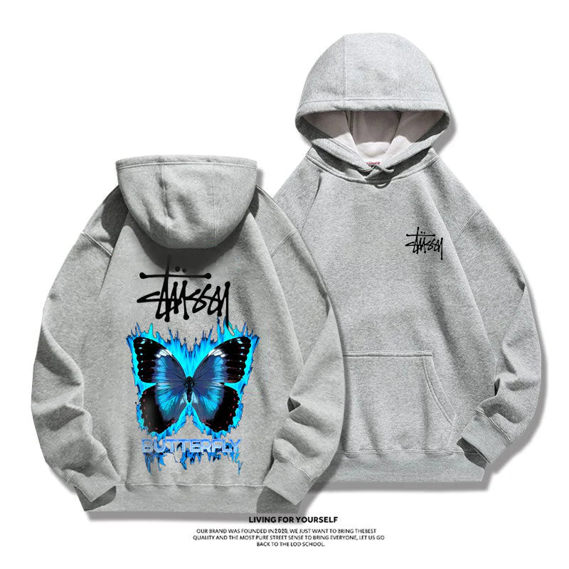 STUSSY purple butterfly hoodie