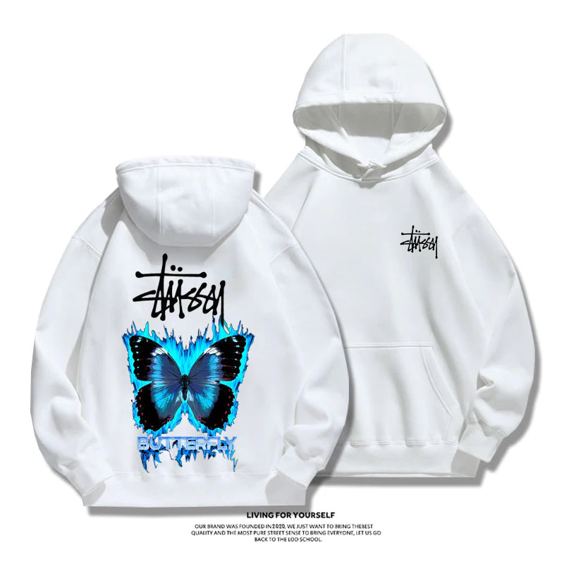 STUSSY purple butterfly hoodie