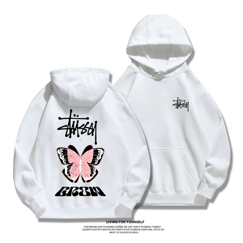 STUSSY purple butterfly hoodie