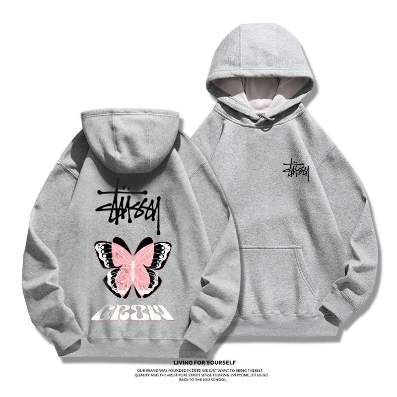 STUSSY purple butterfly hoodie