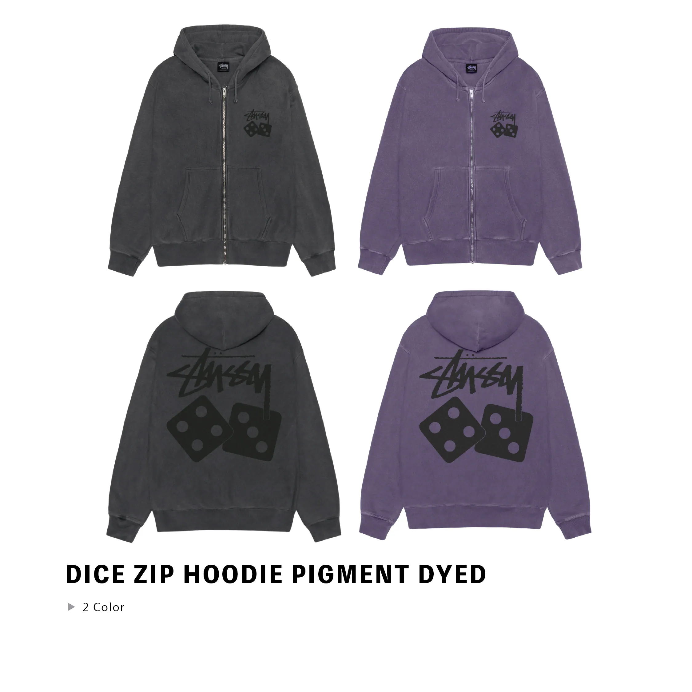 Stussy 25FW DICE ZIP HOODIE PIGMENT DYED